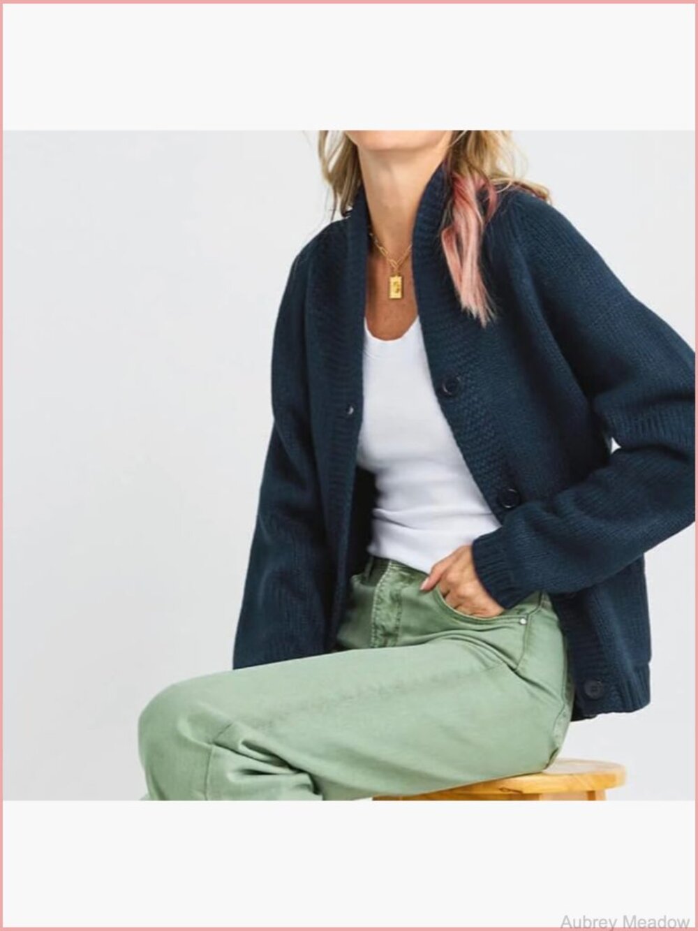 Long Sleeve Open Front Button Down Cardigan Sweater Y2K Casual Knitwear - Picture 6 of 6
